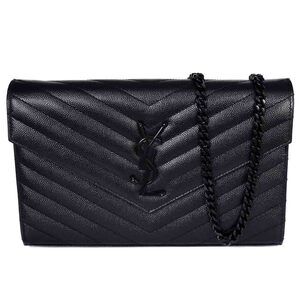 Saint Laurent Cassandra Chain Wallet Black